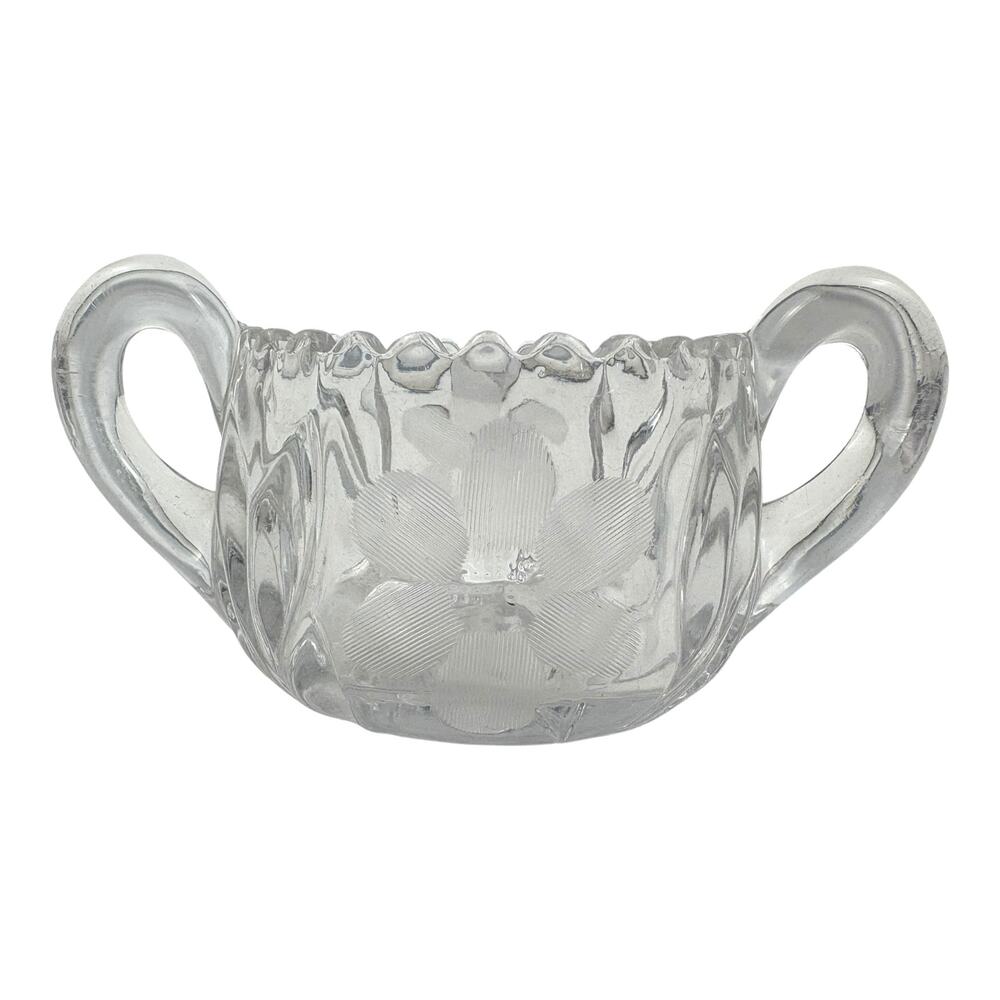 Vintage Tiffin-Franciscan EAPG Clear Cut Open Sugar Bowl Floral Etched